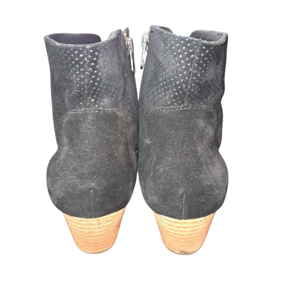 Kork-Ease K48503 Sherrill Black Perforated Suede Western Inspired Booties Size 8